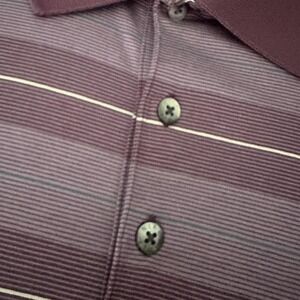 Nike Tiger Woods Polo Shirt Mens 2XL Purple Stripe Cotton Golf Short Sleeve